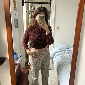 Stylish Gray Patterned Women's Pants